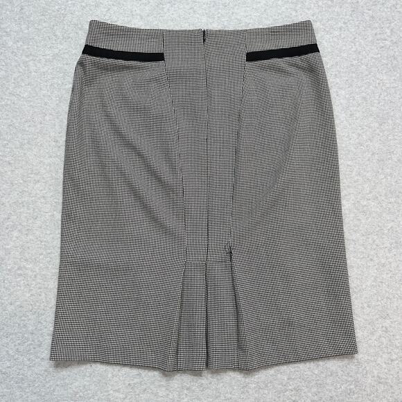 Grace Elements Pencil Skirt Womens 14 Black White Houndstooth Pleated Academia - Picture 3 of 5